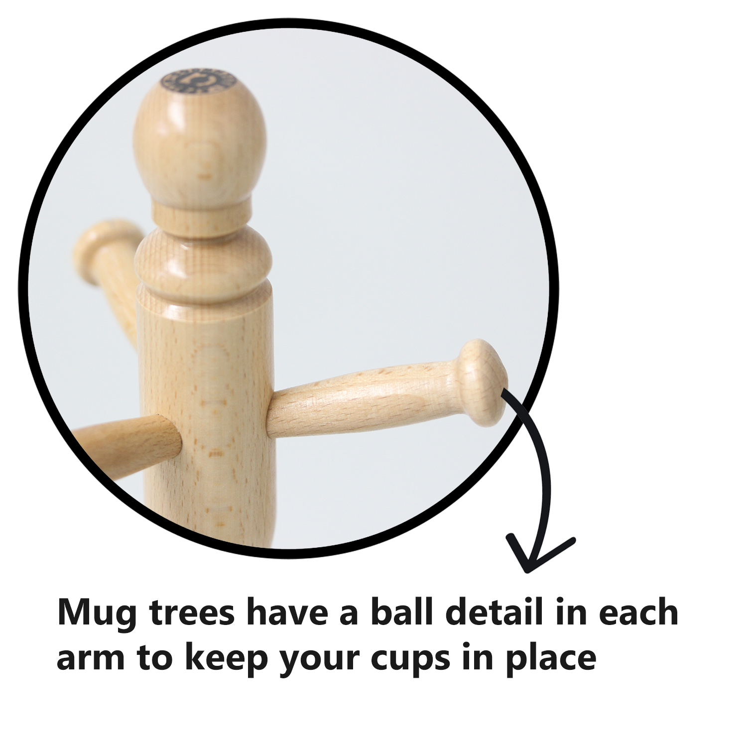 New Wooden 6 Cup Mug Tree Stand Rack & Kitchen Roll Holder Paper Towel
